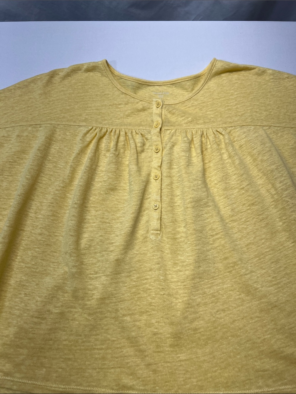 Garnet Hill Sunlit Yellow Short-Sleeve Button-Front Tee